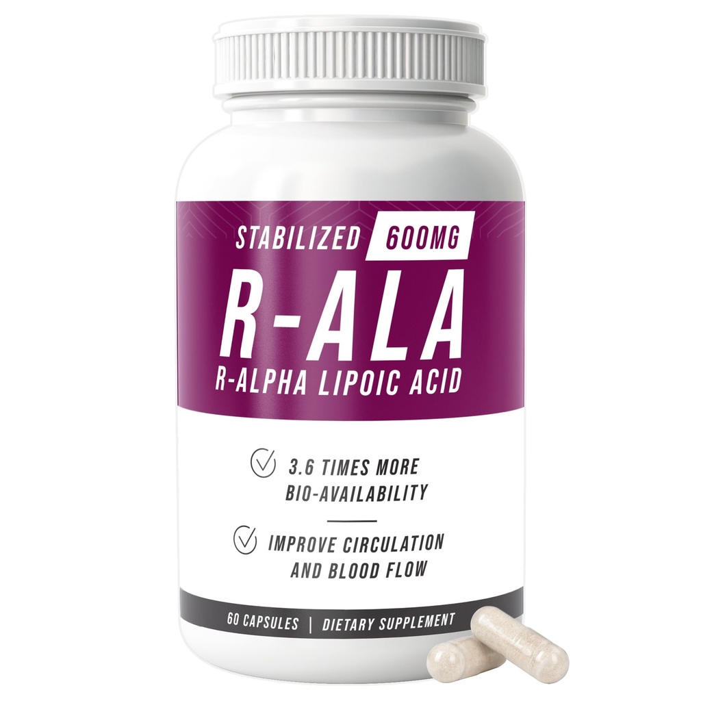 NERVE RENEW R-ALA gestabiliseerd R Alpha Lipoïnezuur 600 mg nerve Ondersteuning Supplement 60 capsules