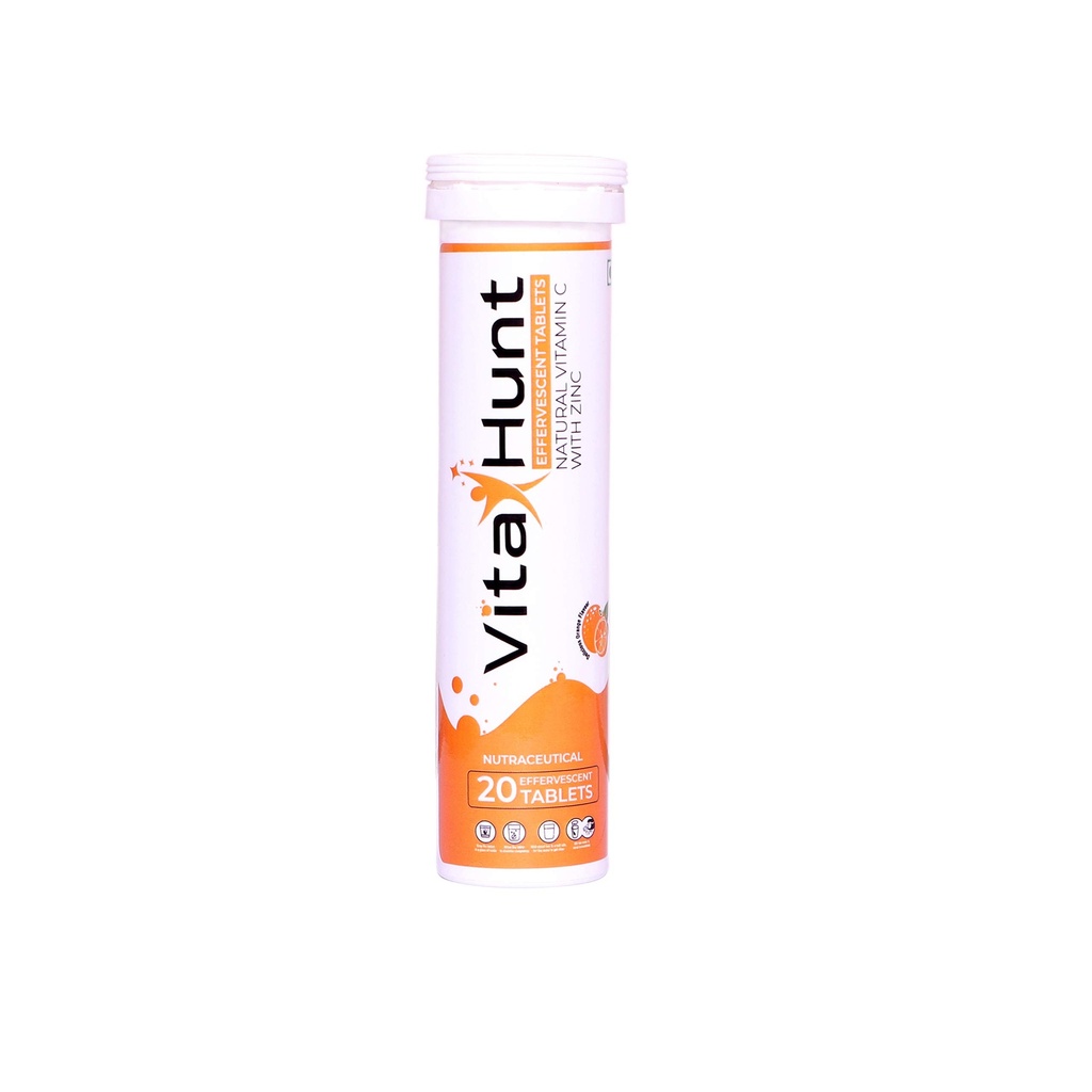 Vitamine C 1000 mg met zink- antioxidanten - Immuunondersteuning - 20 Bruistabletten - Oranje smaak