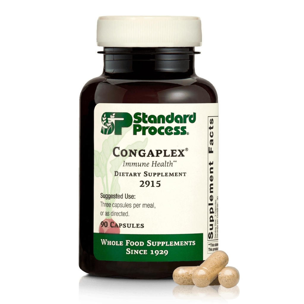 Standard Process Inc. Congaplex, Thymus Gland Support Supplement, Support Immune Health with Calcium Lactate, Magnesium, Vitamin C & Vitamin A, Immune System Aid with Mushroom Powder - 90 Capsules
