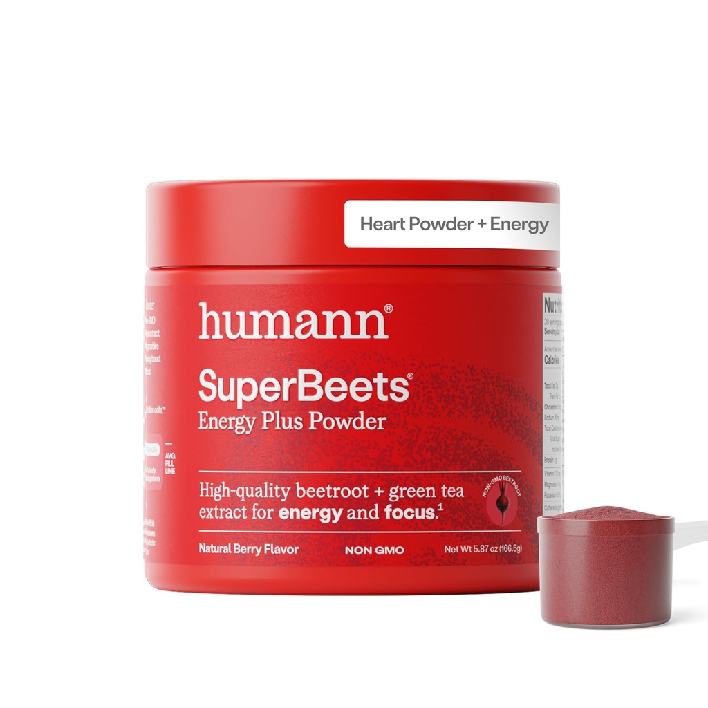 HumanN SuperBeets Energy Plus met druivenzaadextract - bietenwortelpoeder, groene theeextract, cafeïne, vitamine C, non-GMO, 5.87oz