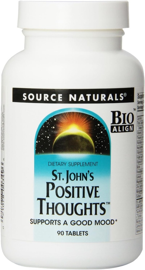 Bron Naturals St. John's positieve gedachten kruidensupplement - 90 tabletten (pakket van 2)