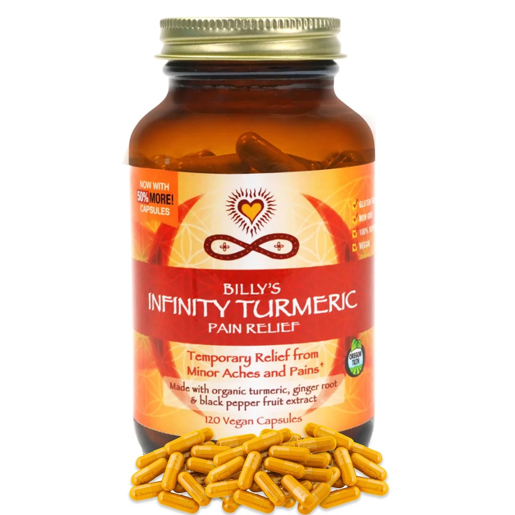 Infinity Kurkuma Capsules, High Potency Curcumin Supplement, USDA Certified Organic Supplement met Black Pepper en Gember, Raw, Vegan Glutenvrij