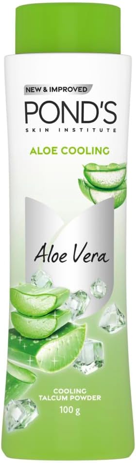 POND'S Aloe Cooling Powder, 100g, voor Instant Cooling and Refreshing Relief in de zomer, met 100% Aloë Extract, 3X Cooling Effect, Long-Lasting Fragrance