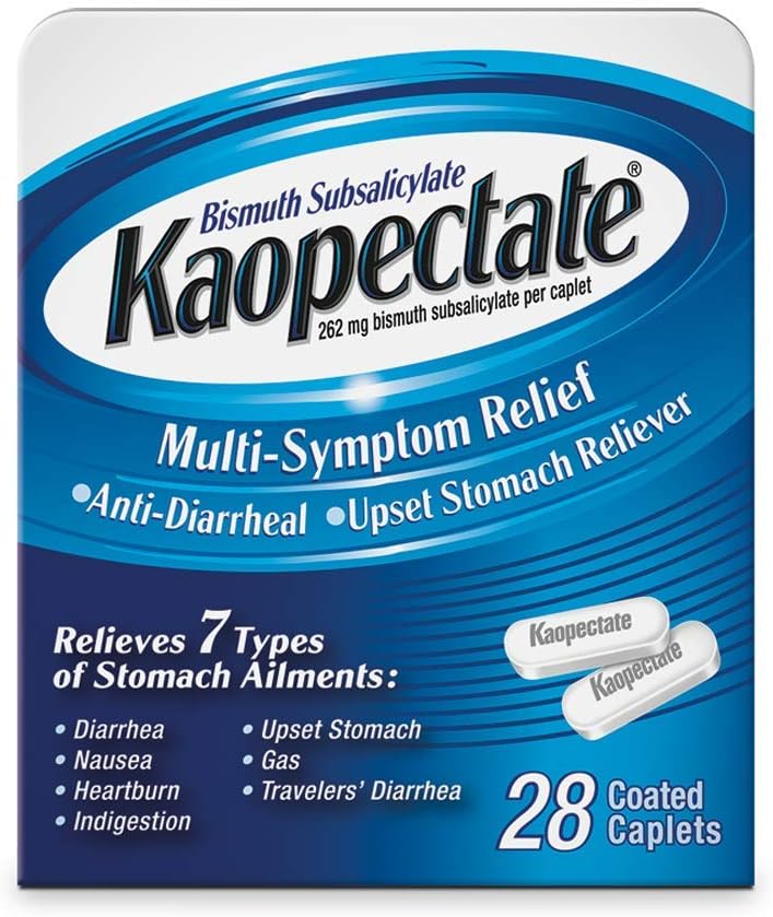 Kaopectate Multi-Symptoom Anti-Diarree & Gestoorde Maag Relever, 28 Capletten, Wit