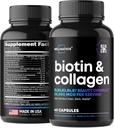Biotine en collagen Supplementen - Haargroei Vitaminen - Made in USA - Haar en nagels Vitaminen voor vrouwen - Biotine Vitaminen voor haar huid en nagels - Vitamine B Complex - Hyaluronzuur - 60 Caps