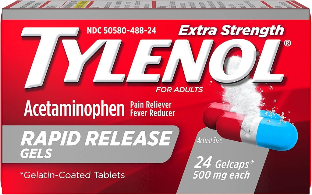 Tylenol Extra Sterkte Snelle afgifte Gelcaps - 24 st., Verpakking van 2