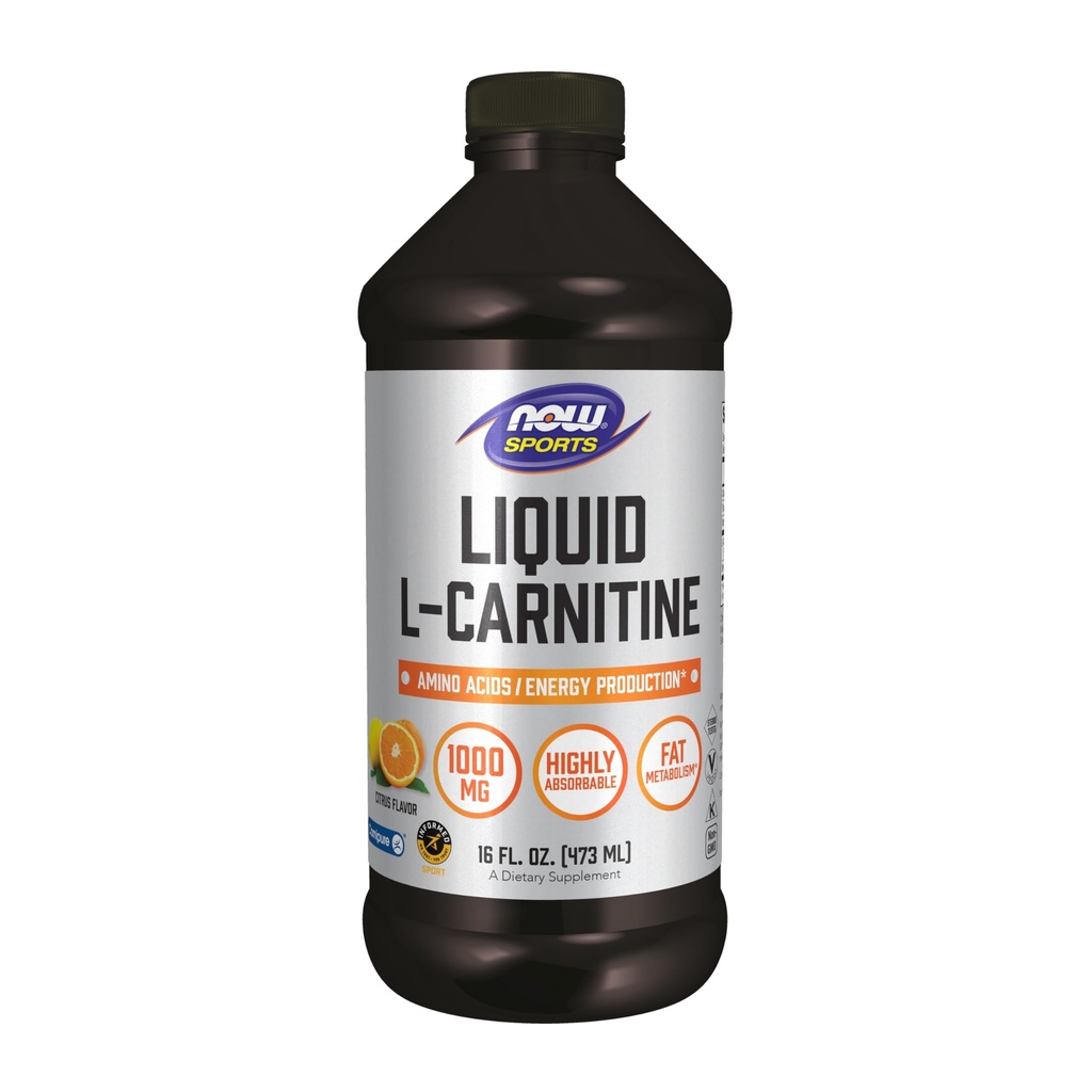 NOW Foods Sports Nutrition, L-Carnitine Liquid 1000 mg, Zeer absorbeerbaar, Citrus, 16-Ounce