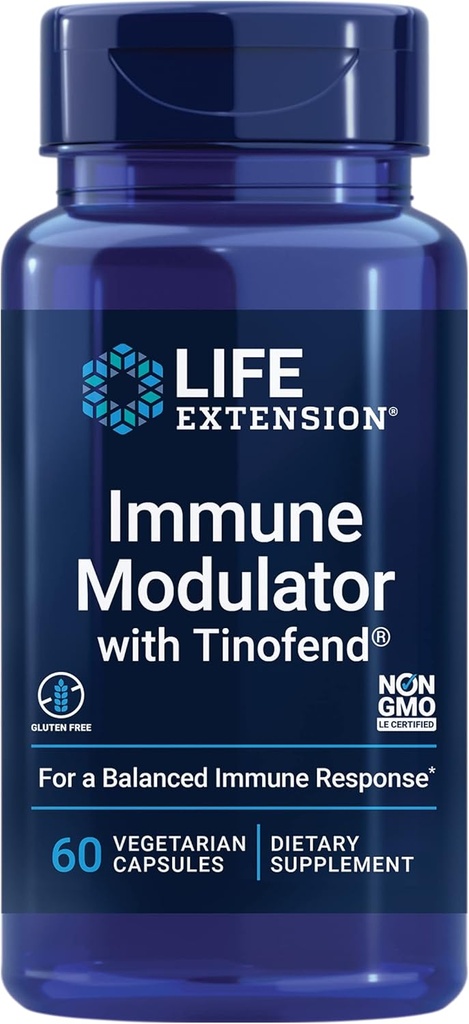 Life Extension Immune Modulator met Tinofend®, Krachtige Immune Health Support, gestandaardiseerde Tinospora Plant Extract, Glutenvrij, Non-GMO, Vegetarisch, 60 Capsules