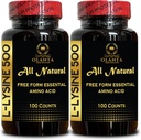 L-LYSINE supplement Aminozuren - Calcium Metabolisme, Balanced Wellness, Essentiële Aminozuur Supplement voor Immune Ondersteuning, L-Lysine 500mg - 2 Flessen 200 Tellingen