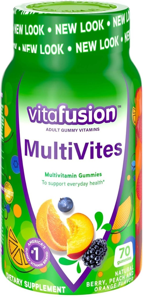 Vitafusion Multi Vites Gummy Vitaminen, Berry, Peach en Orange - 70 Gummies