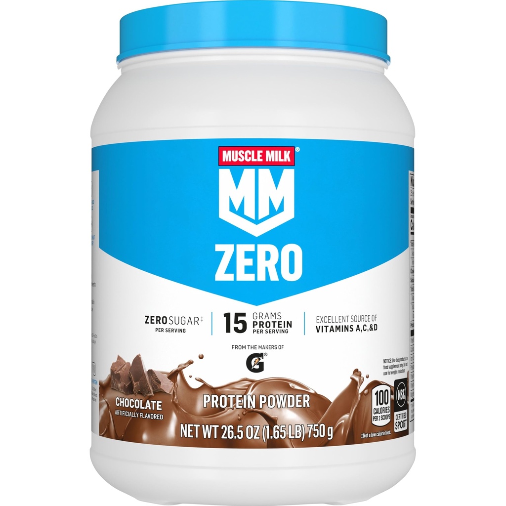 Muscle Milk ZERO, 100 Calorie Proteïne Poeder, Chocolade, 15g Proteïne, 1,65 Pond, 25 Servers