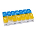 EZY DOSE Weekly AM/PM Pillen Organisator, 7-dagen vitamine en medicatie doos met grote Pop-Out Compartments, 2 keer een dag pil houder voor eenvoudige dosering, gele en blauwe deksels, Travel-Friendly Design