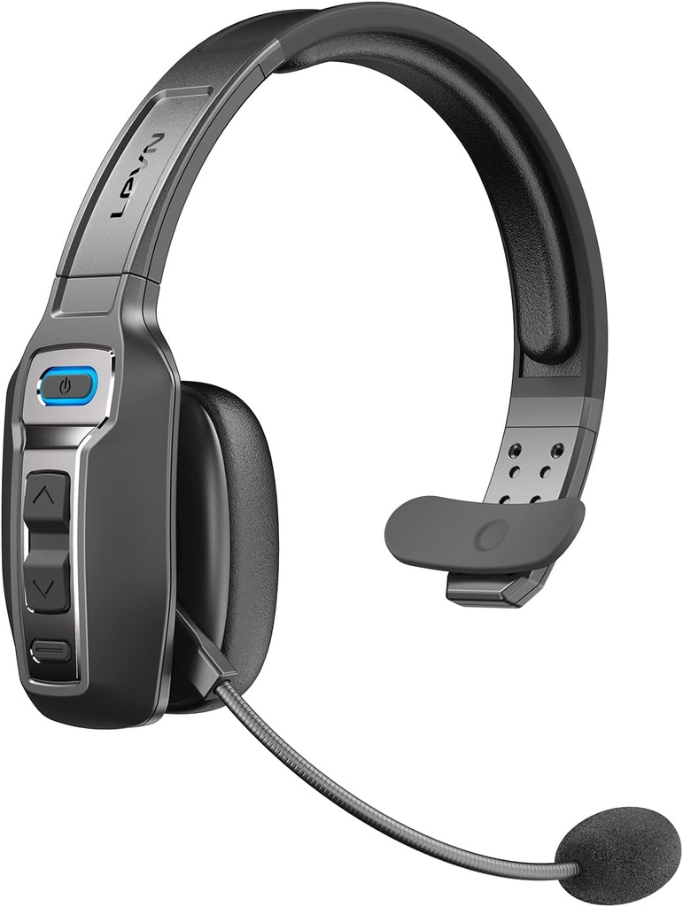LEVN Bluetooth Headset met Microfoon, Trucker Bluetooth Headset met AI Noise Cancelling & Mute Button, Draadloze On-Ear Headphones 60 Hrs Working Time, voor Trucker Home Office Remote Work Zoom