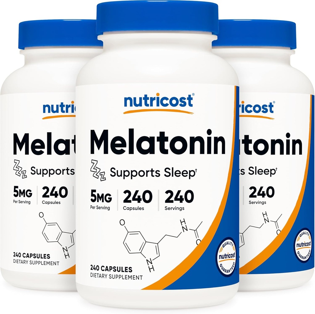 Nutricost Melatonine 5 mg, 240 capsules (3 flessen)
