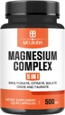 5in1 Magnesium Complex Supplement with 20% Purified - 500mg of Magnesium Bisglycinate, Citrate & More for Muscle, Relaxation Mood, Bone Health & More - 90 Capsules