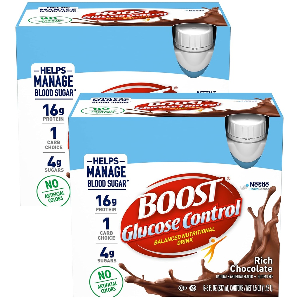 Boost Glucose Control Rijke chocolade klaar om te drinken, 8 oz., 12 Tellen