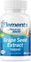NeuropAWAY Elements Grape Seed Extract 1000mg per portie (60 500mg zuurbestendig capsules per fles) Derde partij Getest Gemaakt in een cGMP-faciliteit