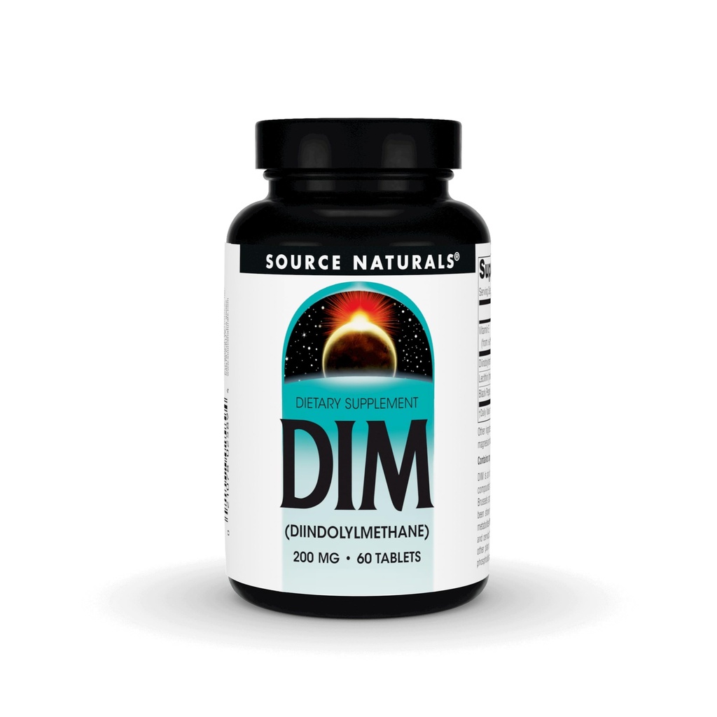 Source Naturals DIM, Diindolylmethane 200mg with BioPerine, Vitamin E & More - 60 Tablets