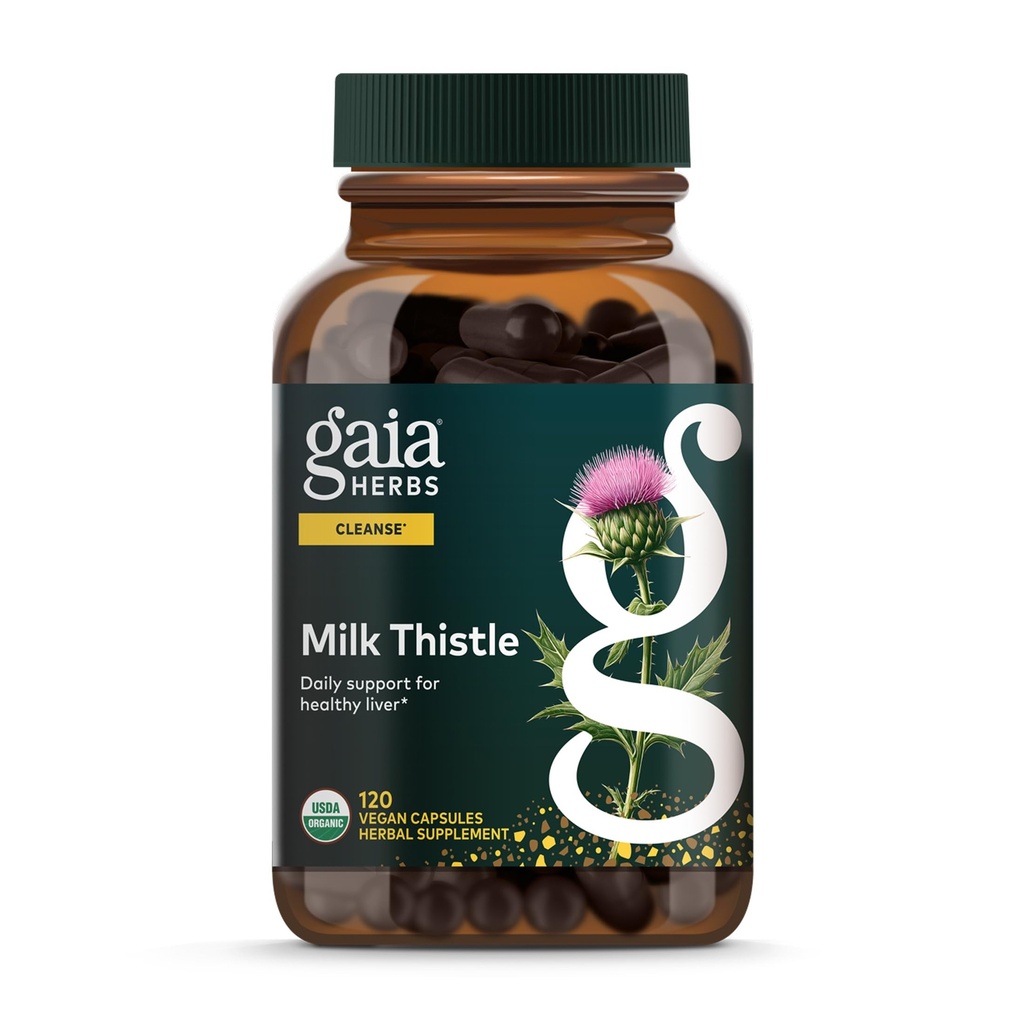 Gaia Kruiden Melkdistel - Leversupplement en reiniging Ondersteuning voor het handhaven van gezonde leverfunctie* - 120 Vegan Capsules (40 dagen levering)
