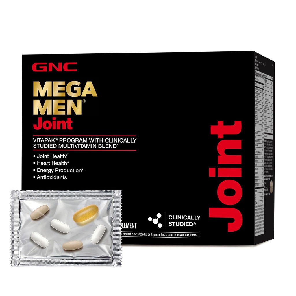 GNC Mega Mannen Joint Vitapak Programma, Comfort Complete Voeding, 3 Producten in 1 Packet, Beweeg Beter, Comfort & Functie, Mannen Multivitamine, Glucosamine & Chondroitin, 30 Dagelijkse Packs