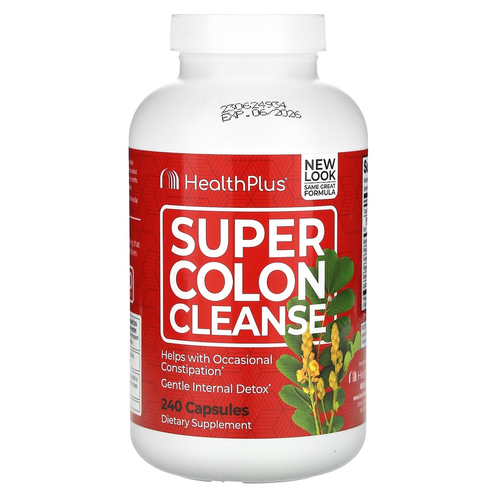 Health Plus Inc Super Colon Cleanse 530 mg 240 Capsules, Verpakking kan variëren