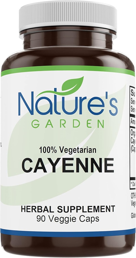 NATURE'S GARDEN ESSENTIALS Cayenne - 90 Veggie Caps met 500mg Biologische Cayenne Pepper Poeder