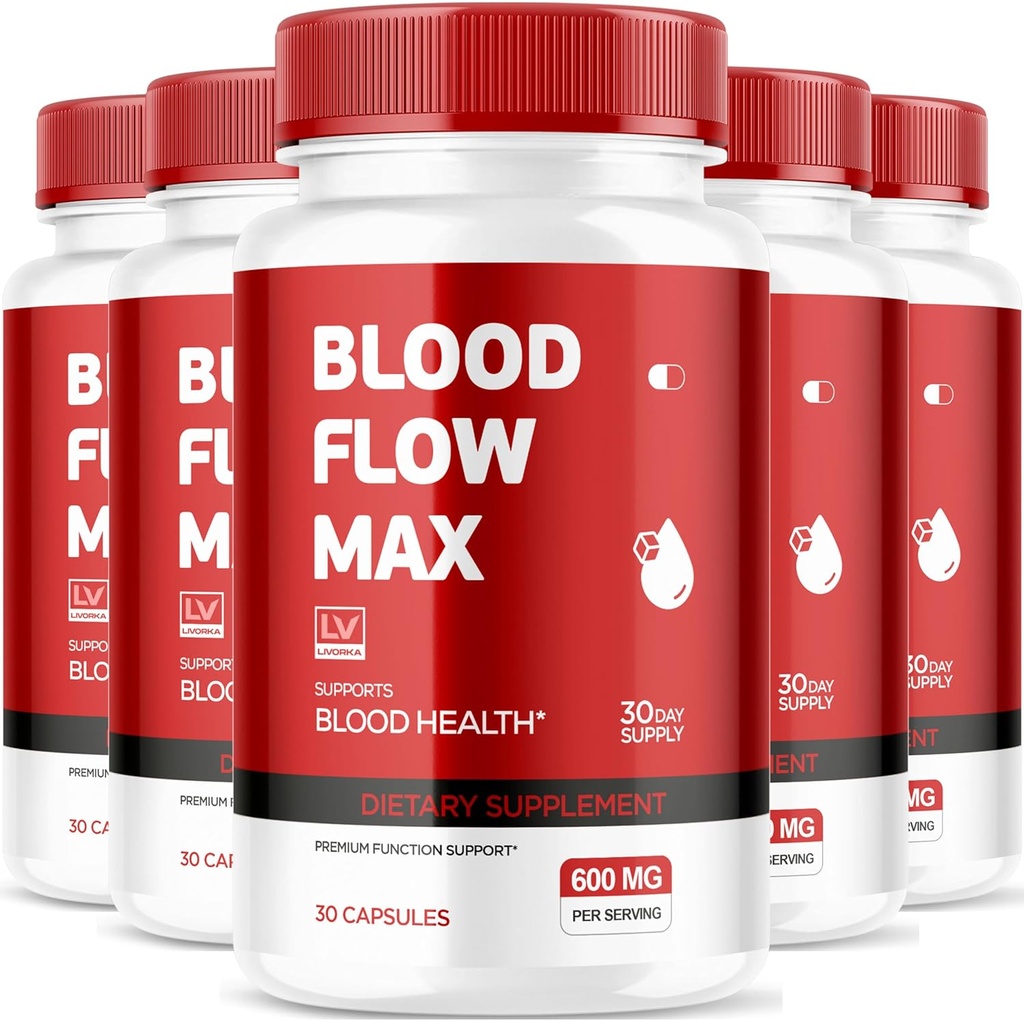 LIVORKA (5 Pack Blood Flow Max, Blood Flow Max Capsules, Blood Flow Max Blood Support, BloodFlow Max, Blood Flow Capsules for Generall Wellness, Blood Flow Max Pillen, 150 Capsules for 5 Months