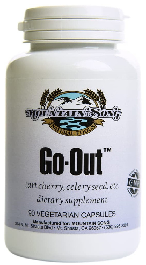 Go Out Relief Joint Formula en Uric Acid Ondersteuning met Tart Cherry Concentrate, Black Cherry Extract 20:1, Selderij Zaad Extract en Kurkuma wortel. Helpt je uit en over. Het werkt!