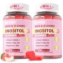 Myo-Inositol & D-Chiro Inositol Gummies for Women 2000mg + 50mg, 40:1 Ratio Inositol with Vegan Omega-3 + D3, Magnesium Glycinate, Methyl Folate + B12 for Female Health & Wellness, Sugar Free, 120 Cts