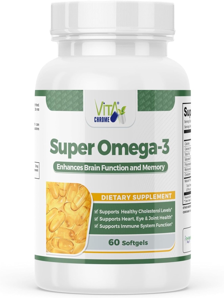 Super Omega-3 Fish Oil, Supports Heart Health, 1000 Mg, 300 Mg Omega-3, Rapid Release Softgels, Made in USA, 60 Softgels