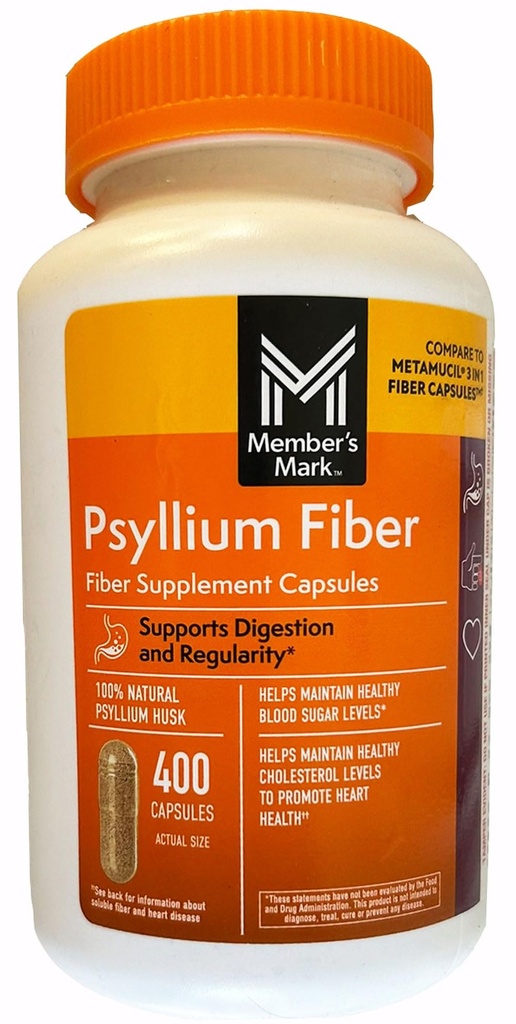 Lid's Mark 100% Natural Psyllium Husk Fiber Capsules, Digestieve Gezondheid, 400 Telling (Pack of 1)