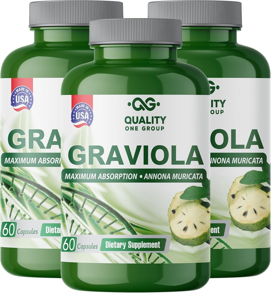 GRAVIOLA MAX - Pure Graviola Extract Supplement - Sousop (Annona Muricata) -Immune System Booster & Antioxidanten in elke capsule van Pure Graviola (3 Eenheden)