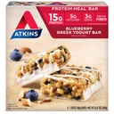 Atkins Blueberry Greek Yogurt Protein Meal Bar, High Fiber, 15g Protein, 3g Sugar, 5g Net Carbs, Meal Replacement, Keto Friendly, 5 Tellen