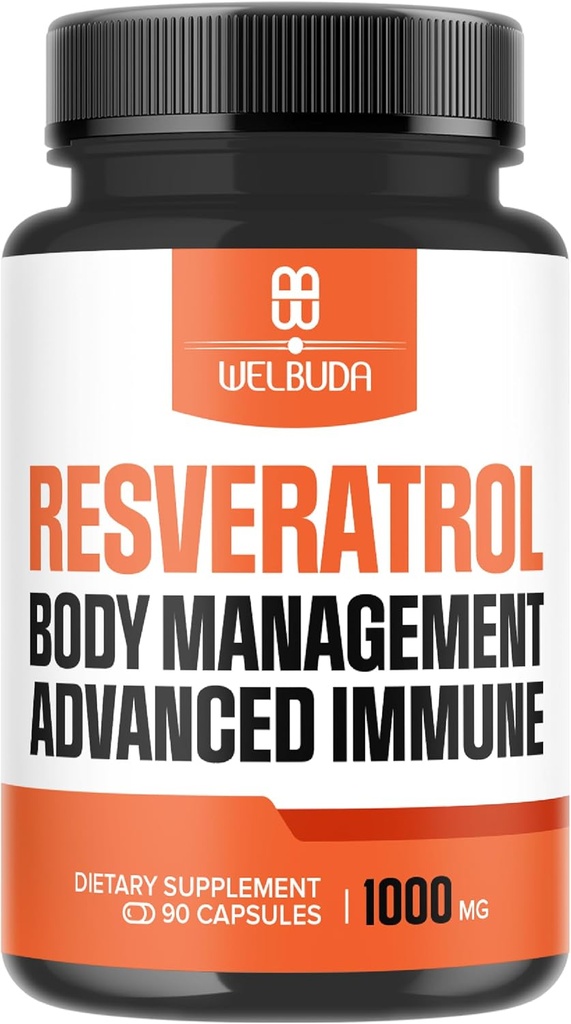 Trans-Resveratrol Supplementen Extract 30:1 met vlierbessen, echinacea, druivenzaad en meer - ondersteuning immuunsysteem, gezondheid van het hart, gezondheid van de huid, lichaamsbeheer - 90 capsules