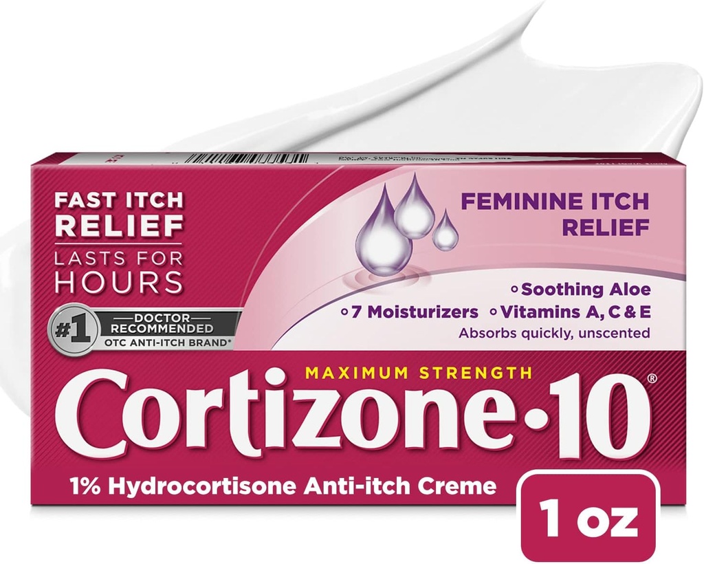 Cortizone 10 Maximale sterkte Vrouwelijke Itch Cream, 1% Hydrocortison, 1 oz.