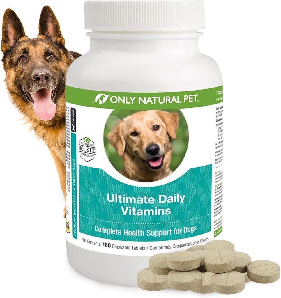 Alleen natuurlijke huisdier Ultimate dagelijkse vitamines - Complete Multivitamine Supplement voor honden Balanced Health & Vitality - Senior Small & Large Canine Food Immune Digestieve Ondersteuning -180 Zachte kauwtabletten