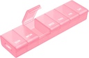 AOVON Pink XL Wekelijkse pil Organisator met moeiteloze openingsontwerp, Artritis Vriendelijke pil Box, BPA-vrije pil Organizer 7 dagen, schattige en draagbare pil geval voor vitamines, supplementen en medicijnen