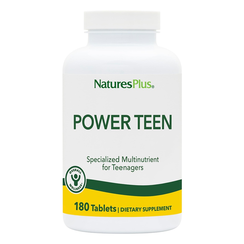 NaturesPlus Bron van Levenskracht Tiener - 180 Vegetarische tabletten - Tiener Multivitamine met Mineralen & Whole Foods for Mental Focus, Energy Booster - Glutenvrije - 90 porties