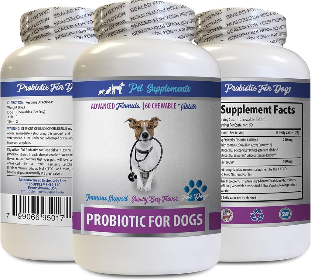 Hondenverteringsenzymen Powder - PROBIOTICS for Dogs - Healthy Gut - Stop Gas Diarree en Bad Breath - Digestieve Boost - Probiotica voor honden - 1 Fles (60 Treats)
