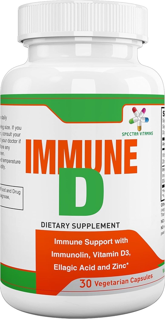 Spectra Vitaminen Immune D Supplement Ondersteuning met Immunoline, Vitamine D3, Zink voor mannen, Vrouwen Volwassenen en Senioren, Aanbevolen voor het jaar ronde, 30 Capsules,