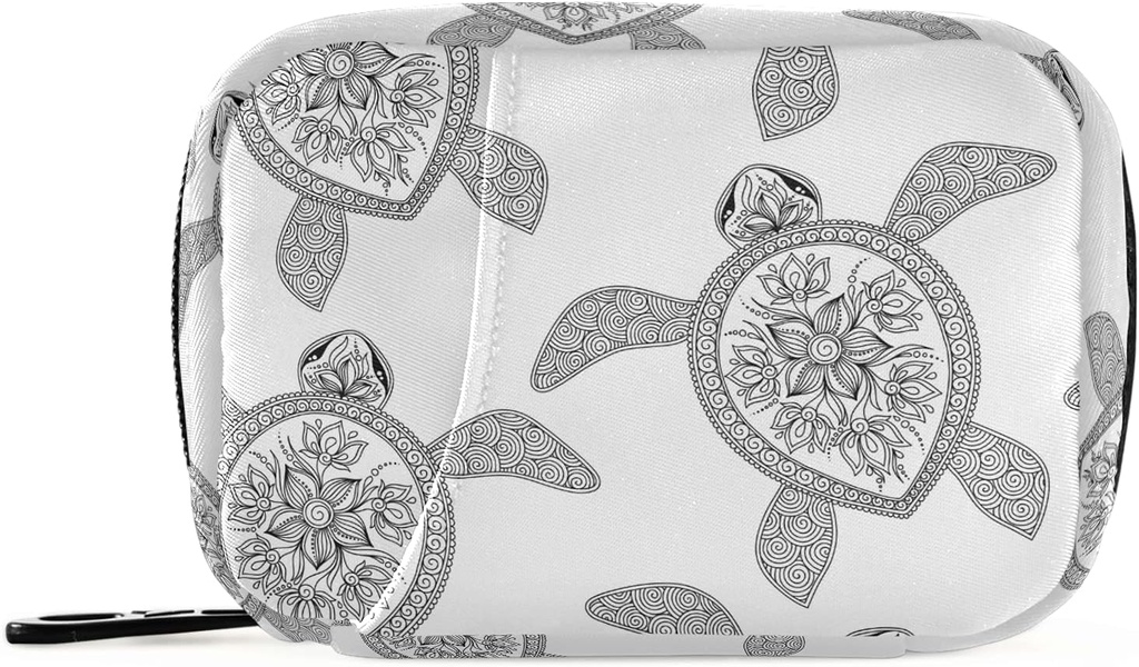 Naanle zwart en wit Turtle pil Box 7 Day Case Travel Organizer Tas met rits draagbare wekelijkse geval Compacte grootte voor vitamine supplement houder thuis