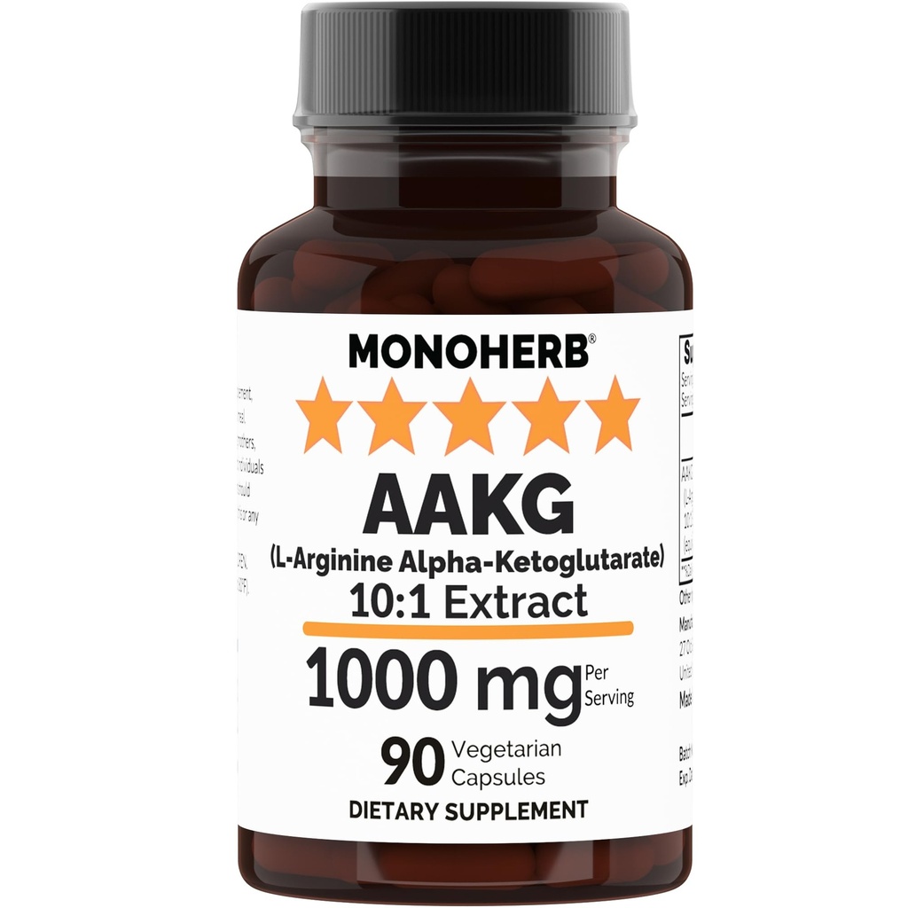 MONOHERB AAKG - L-Arginine Alpha-Ketoglutaraat - 1000 mg - 90 Vegetarische Capsules