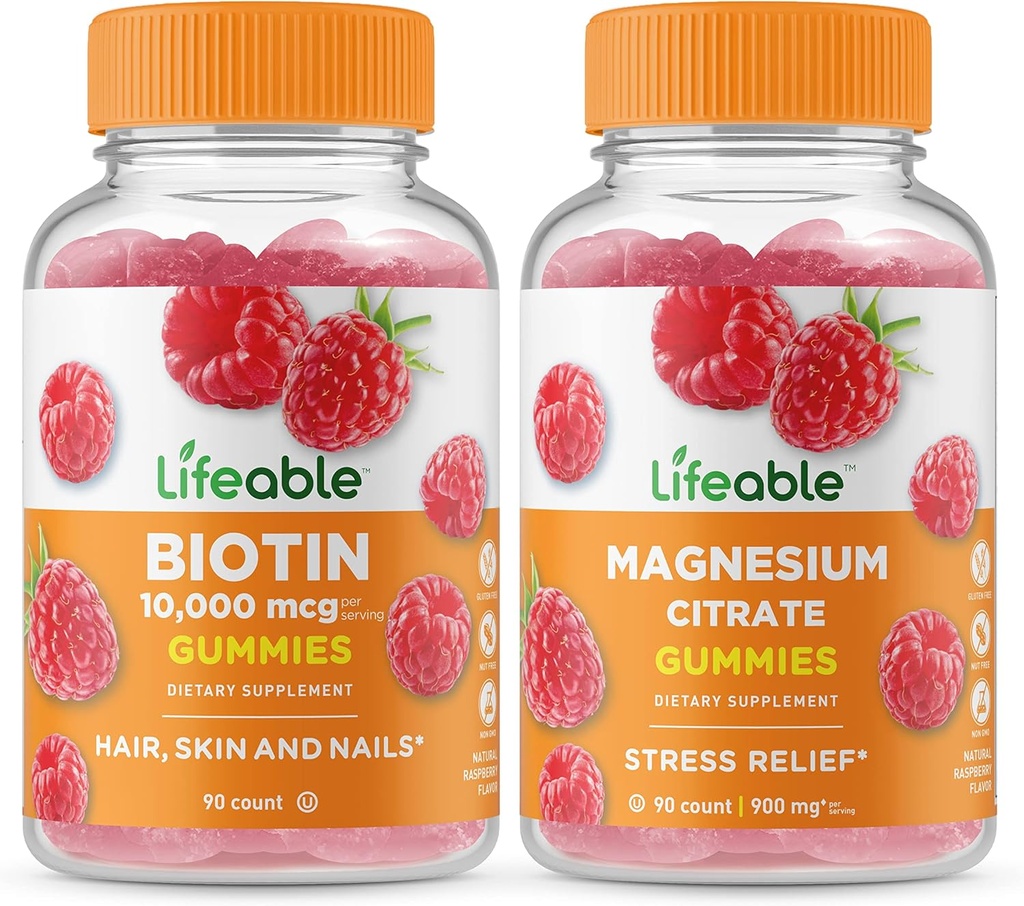 Levensbaar Biotine + Magnesium, Gummies Bundle - Grote Proeverij, Vitamine Supplement, Glutenvrij, GGO vrij, Kauwbaar