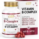 SIGNIFY NATUUR VitaBComplex met vitamine C en E, B Complex Vitaminen voor vrouwen en mannen, BComplex Supplementen, VIT B1, B2, B3, B5, B6, B8, B9, B12, Super B Softgels - 60 CT