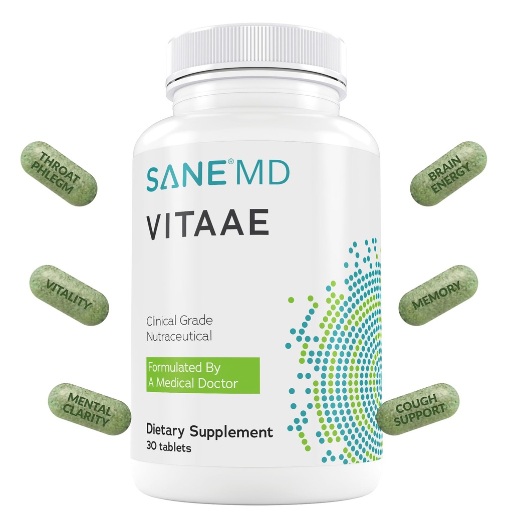 SANE MD Vitaae - Throat Phlegm, Coughing, en hersenen ondersteuning - Citicoline supplementen voor ademhaling, keel en hersenen gezondheid