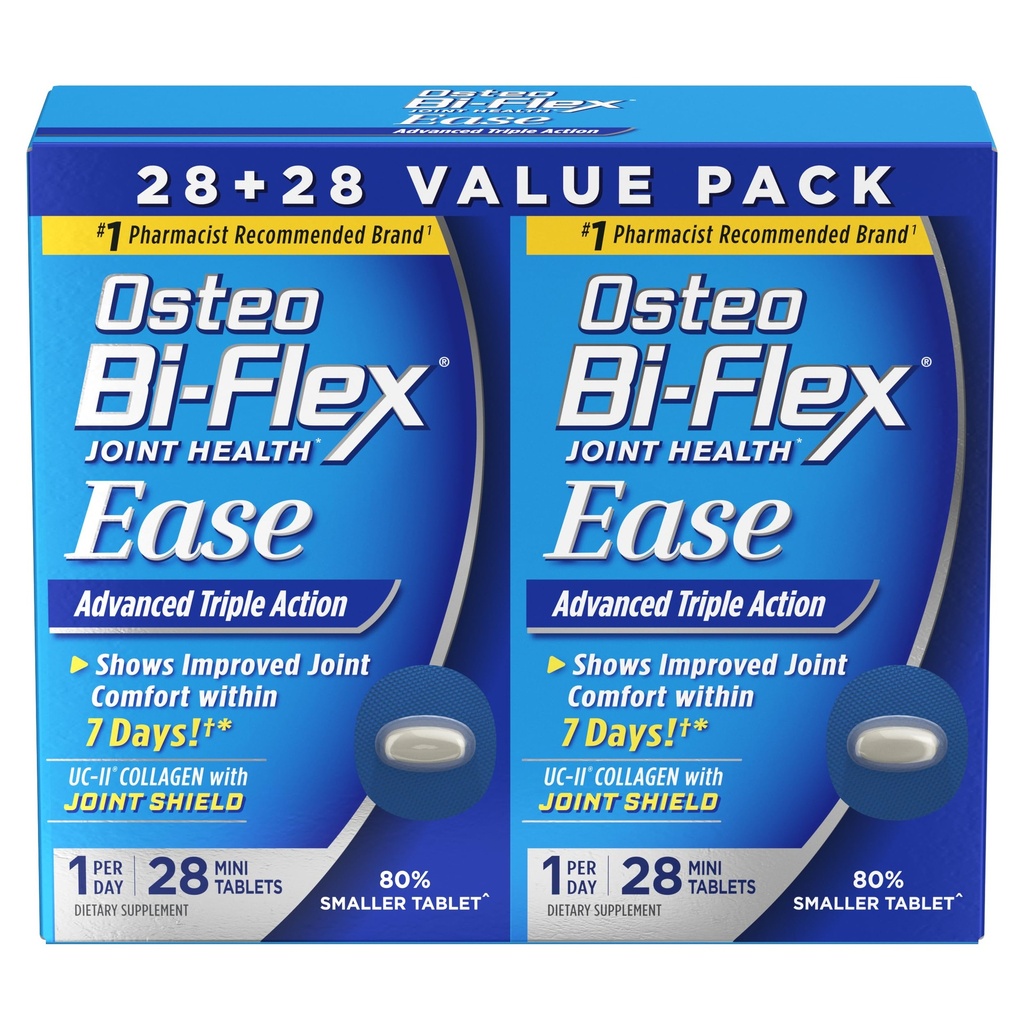 Osteo Bi-Flex Ease Advanced Triple Action with Vitamine D Joint Supplements, Mini-Tablets, 28 Telling, Pack of 2