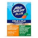 Alka-Seltzer Plus Power Max Cold & Flu Day+Night Medicine: Cough Suppressant, Cold and Flu Medicine For Adults and Children 12 Years and Older, 36 Count, Packaging May Vary