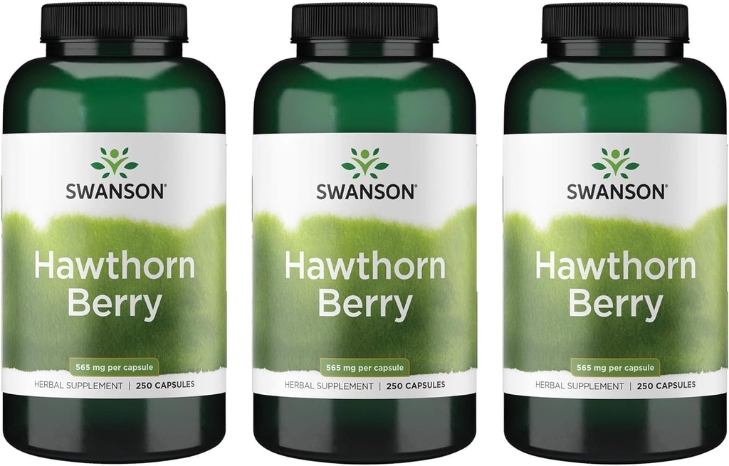 Swanson Hawthorn Berry Supplement- Antioxidant Flavonoïden (250 Capsules, 565 mg Elke) 3 Pack