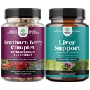 Bundel van extra sterkte Hawthorn Berry Capsules - Extract digestie en hart-gezondheidssupplement en leverreiniging en detox & Reparatie Formule - Herbal Lever Ondersteuning Supplement