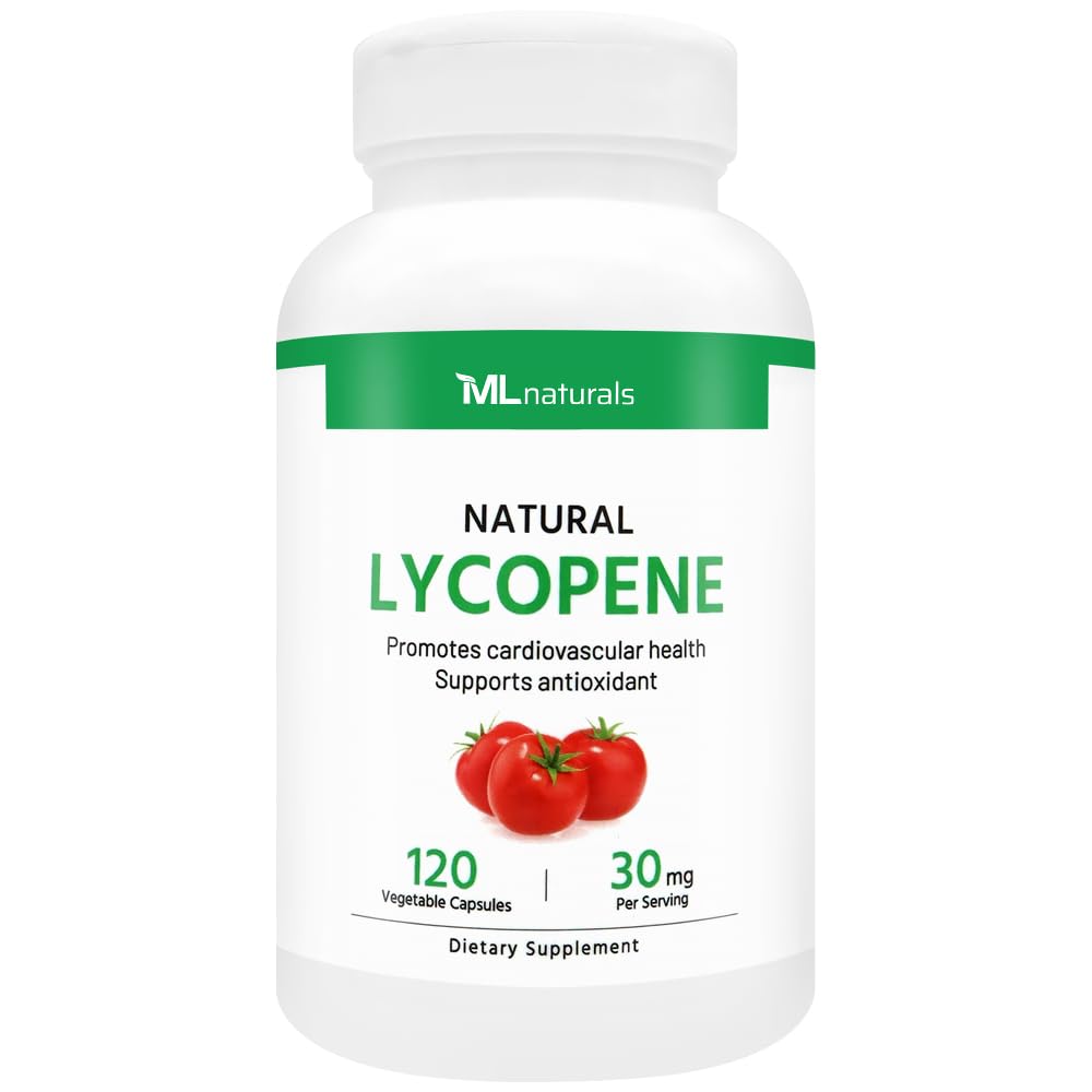 ML Naturals Natural Lycopeen 30 mg 120 plantaardige capsules. Antioxidant & Immuun Support, Cardiovasculair Health & Prostate Health, NSF-gecertificeerd & cGMP-compliant, derde-partij lab getest